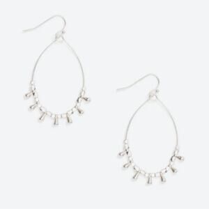 Marlyn Schiff Silver Tear Drop Beaded Earrings NWT